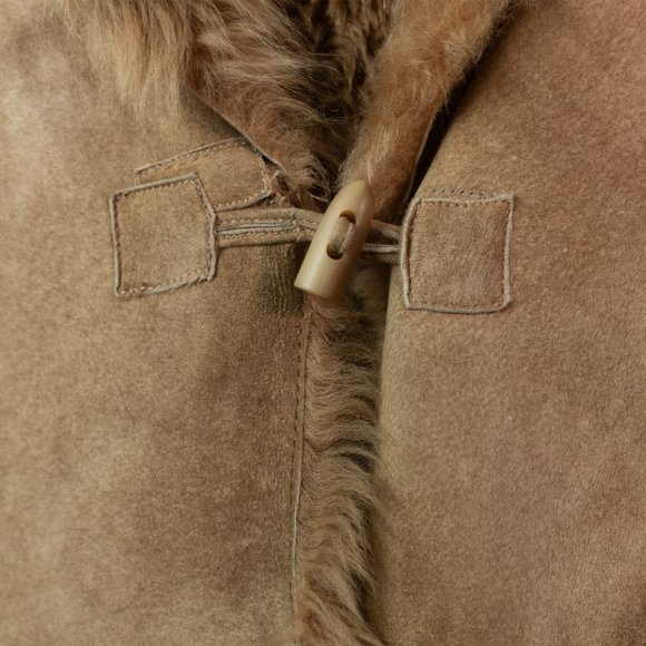 Shearling Full-Length Coat with turn-up sleeve cuffs - Picture 4 of 16